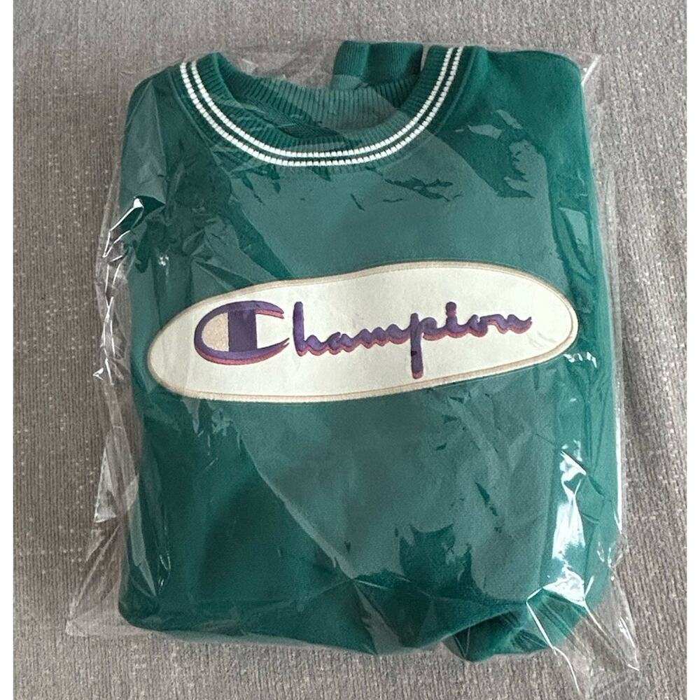 Vintage Champion Reverse Weave Sweatshirt Retro Green Oval Logo S - Picture 8 of 9